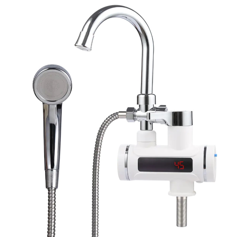 Проточный кран-водонагреватель Unipump BEF-001-03 90082, с дисплеем и душевой лейкой в Череповце