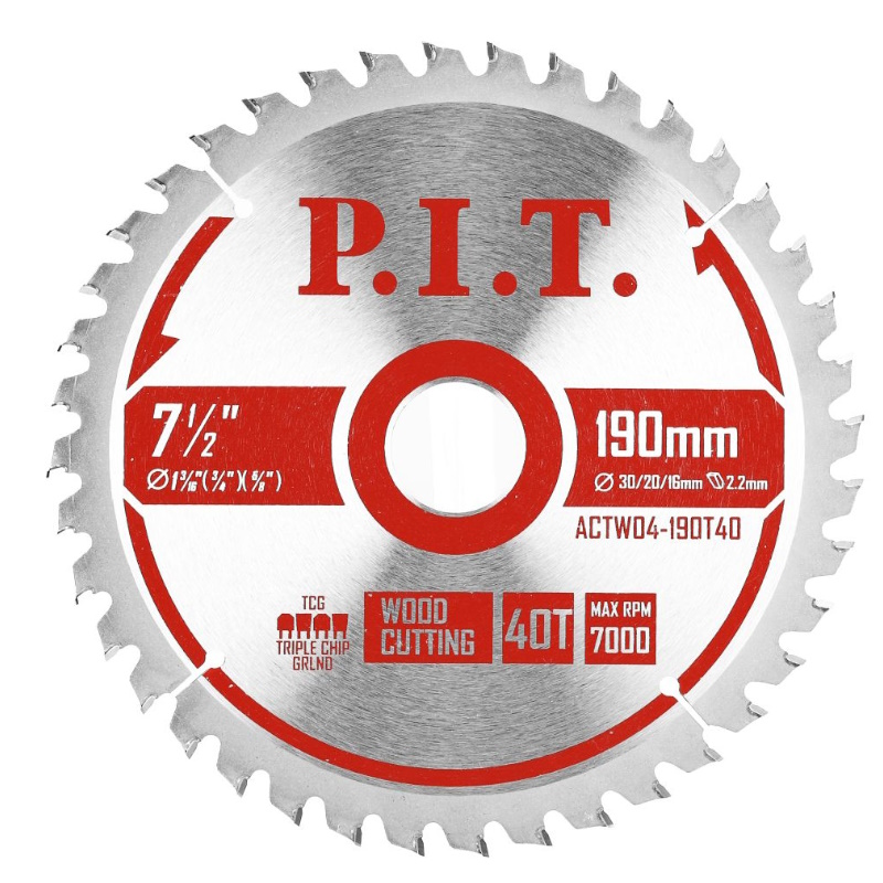 Диск пильный P.I.T. ACTW04-190T40, 190x30/20/16x2 мм, 40T в Кинешме