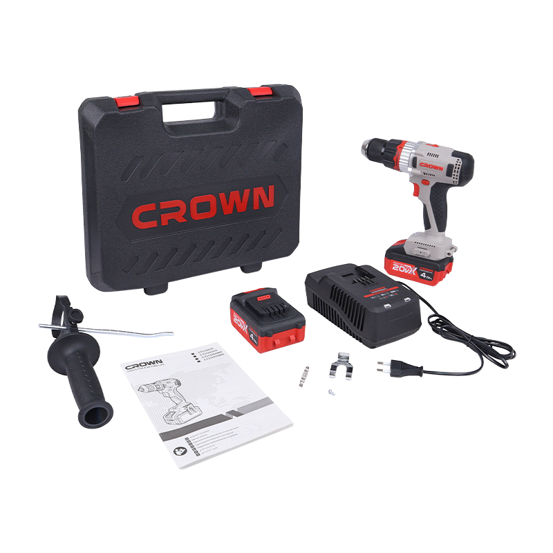 Аккумуляторный шуруповерт Crown CT21090HMX-4 BMC (75 Нм, 2x20В, 4 Ач, ЗУ, кейс) в Вологде