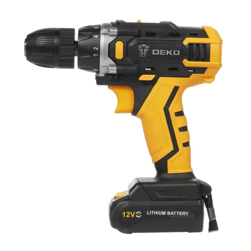 Аккумуляторная дрель-шуруповерт Deko DKCD12FU-Li Advanced 063-4132, в кейсе, набор 63 инструмента для дома, 12 В, 2х2.0 Ач в Рыбинске