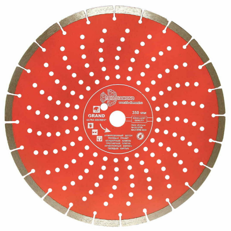 Диск алмазный отрезной Trio-Diamond серия Grand hot press 170350, GUS729, 350*25,4, сегментный