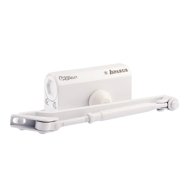 Доводчик дверной Нора-М ISPARUS 410F 18399, фиксация, от 15 до 60кг, белый в Туле