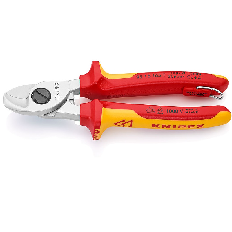 Кабелерез Knipex KN-9516165TBK VDE 15 мм 50 мм длина 165 мм хром 2-комп диэлектрические ручки 11714₽