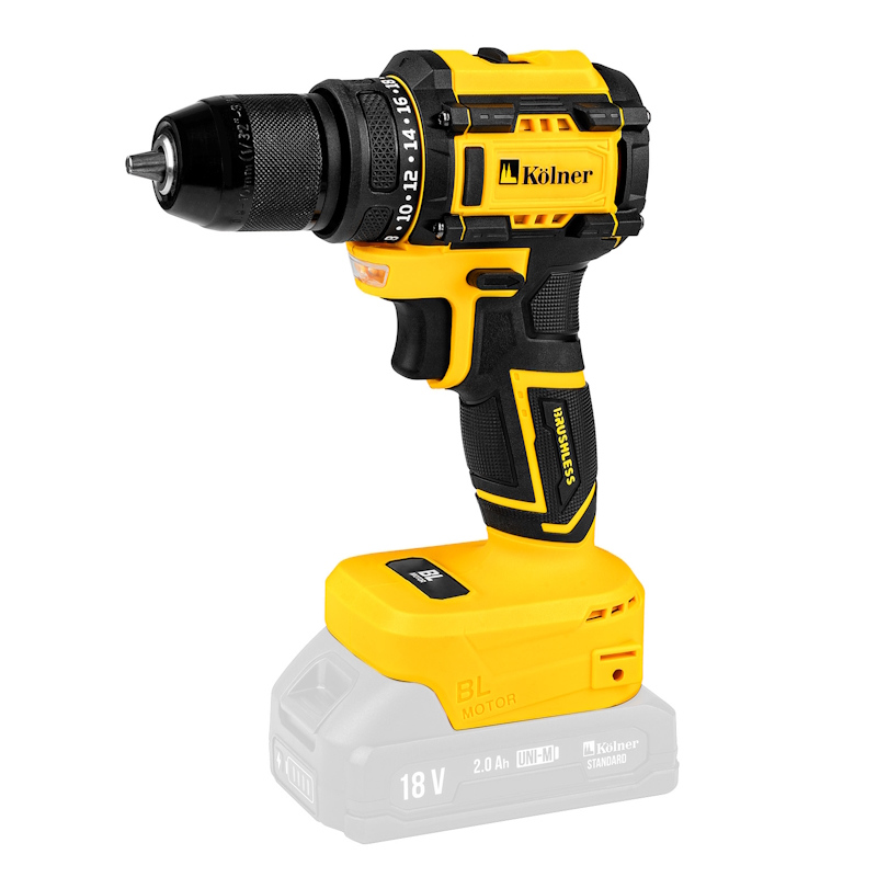 Дрель-шуруповерт аккумуляторная Kolner KDD 18BL 4610264003745, 18V UNI-M, BL, 34/15 Нм (без акб и зу) в Рыбинске