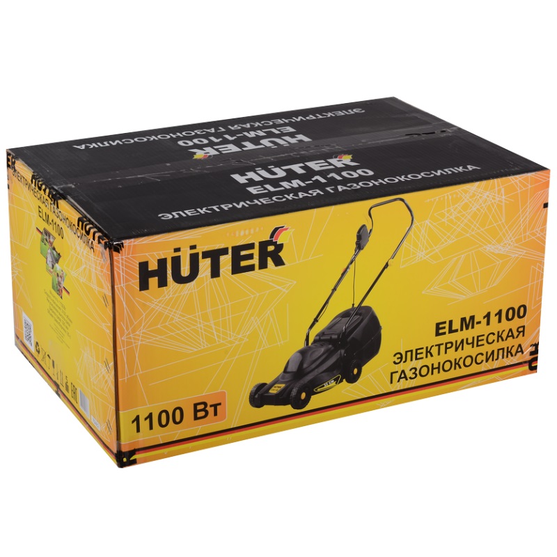 Электрическая газонокосилка для ухода за лужайкой Huter ELM-1100 70/4/2 (мощность 1100 Вт, роторная режущая система) в Муроме