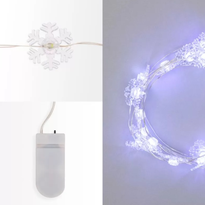 Гирлянда светодиодная Neon-Night "Снежинки" 303-010 305414, 2 м, 20 LED, белый в Муроме