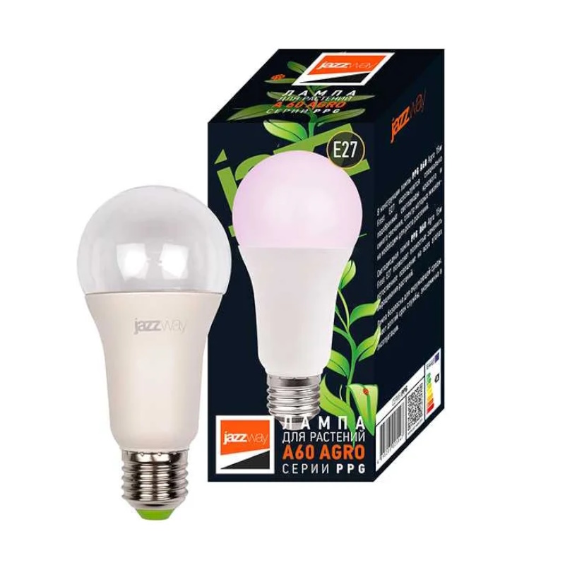 Лампа светодиодная Jazzway PPG A60 Agro 15Вт А60 5049444 1899470, грушевидная,  E27 IP20, для растений  в Череповце