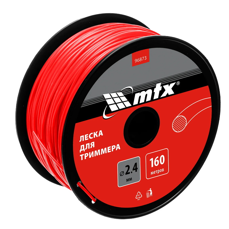Леска для триммера MTX 96873, круглая, 2.4 мм х 160 м, на катушке  в Иваново