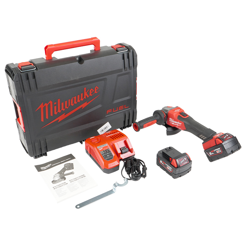Угловая шлифмашина (болгарка) аккумуляторная Milwaukee M18 FSAG125XB-502X FUEL 4933478430, 125 мм, 18 В, в кейсе в Переславле