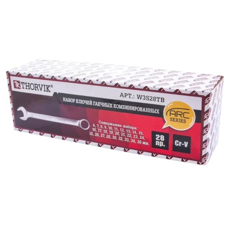 Набор ключей гаечных комбинированных серии ARC Thorvik W3S28TB 053716, в сумке, 6-36 мм, 28 предметов