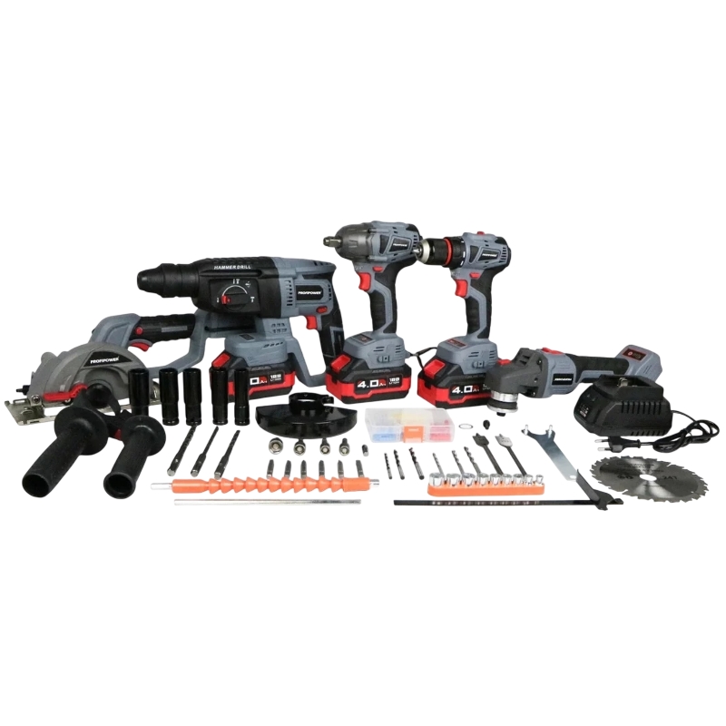 Аккумуляторный бесщеточный ProfiPower ProfiSet-5F18 E0267, НАБОР 5в1  (Li-ion-2шт, 4Ач, З/У, кейс, E0080, E0081,T0058, T0056, E0188) в Муроме