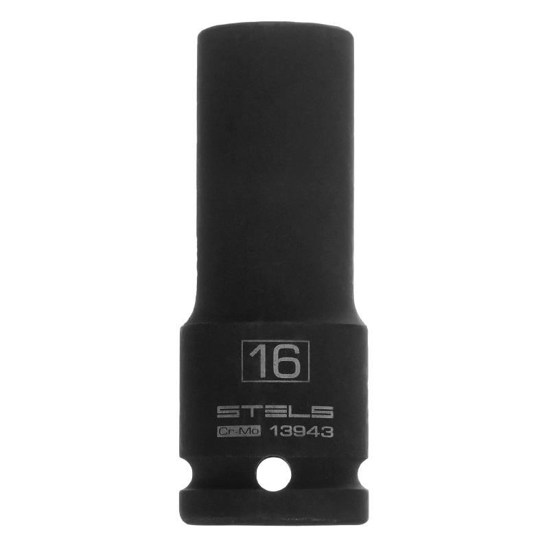Головка ударная удлиненная шестигранная Stels 13943, 16 мм, 1/2", CrMo
