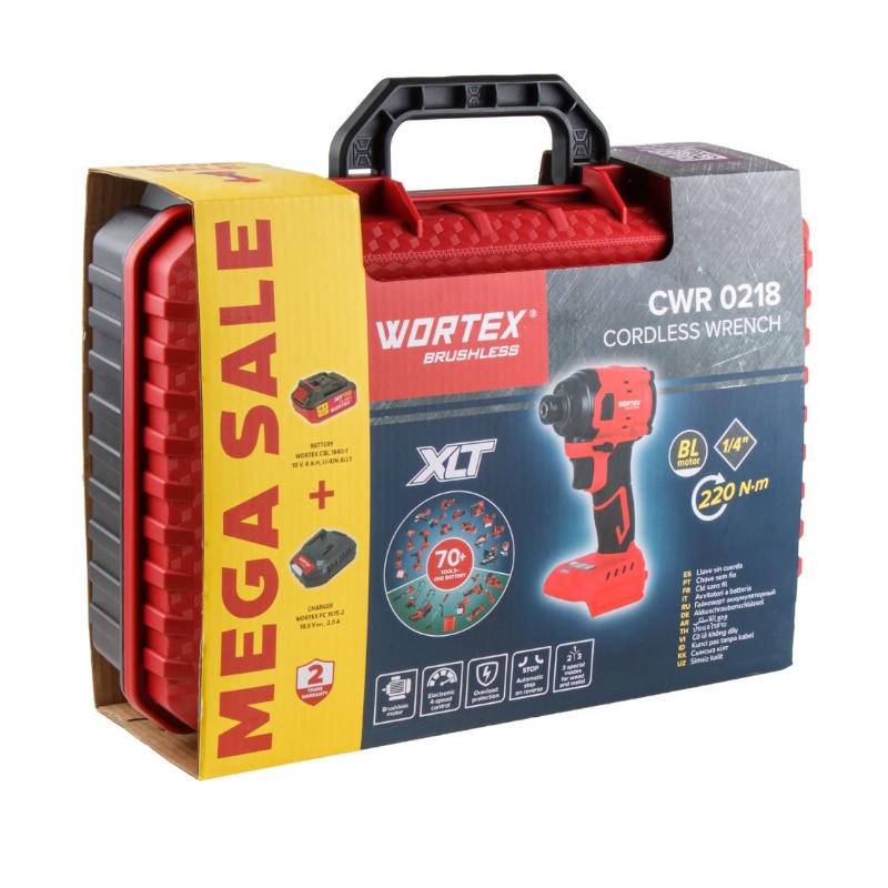 Аккумуляторный ударный гайковерт/винтоверт Wortex CWR 0218 1329730, в чем. XLT 1x4 А*ч, бесщеточный, 18 В, 220 Н*м в Угличе