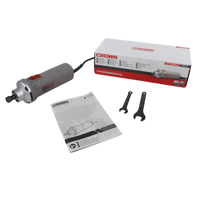 Прямая шлифмашина Crown CT13314 сетевая размер цанги 6 мм пластиковый корпус