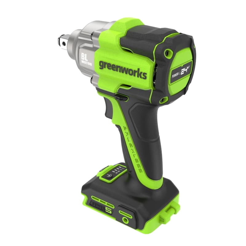 Гайковерт ударный аккумуляторный Greenworks IW5500 3805007CUG, 24V, б/щет, 1/2'', 500 Нм, 3 режима, 1х5Ач, ЗУ, коробка в Ярославле