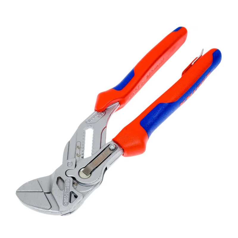 Клещи переставные-гаечный ключ Knipex KN-8605180TBK, зев 40 мм, длина 180 мм, хром, 2-компонентные ручки, проушина для страховки в Туле