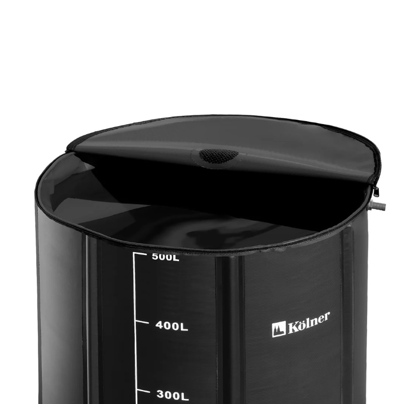 Бочка для воды Kolner KWB 500B 8091100310, 500 л, с краном и крышкой на молнии, черная, ПВХ, размер В 100см х Д 80см в Коврове