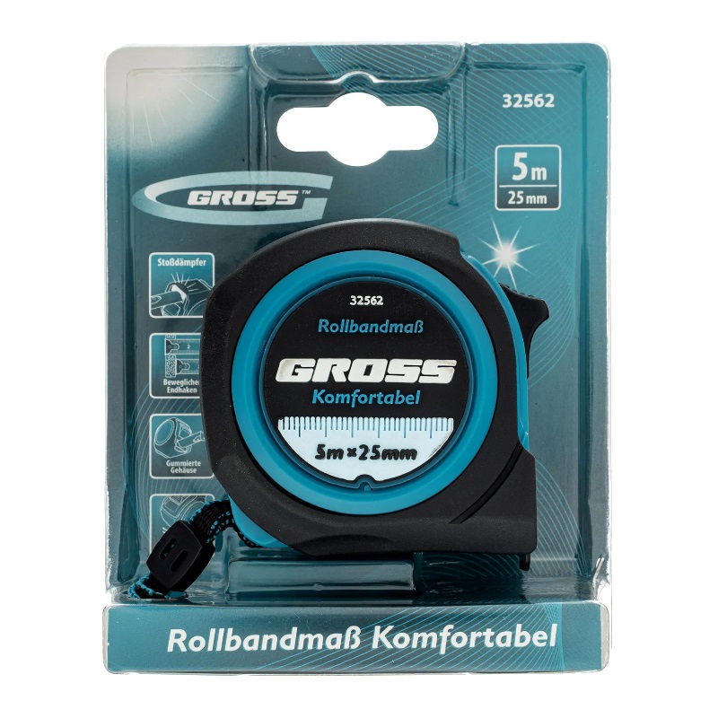 Рулетка Gross "Komfortabel" 32562 (автоматическое сматывание, 5 м, 25 мм)