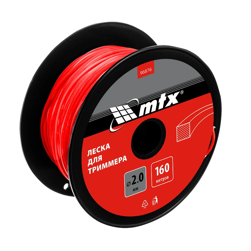 Леска для триммера MTX 96876, квадрат, 2.0 мм х 160 м, на катушке  в Костроме