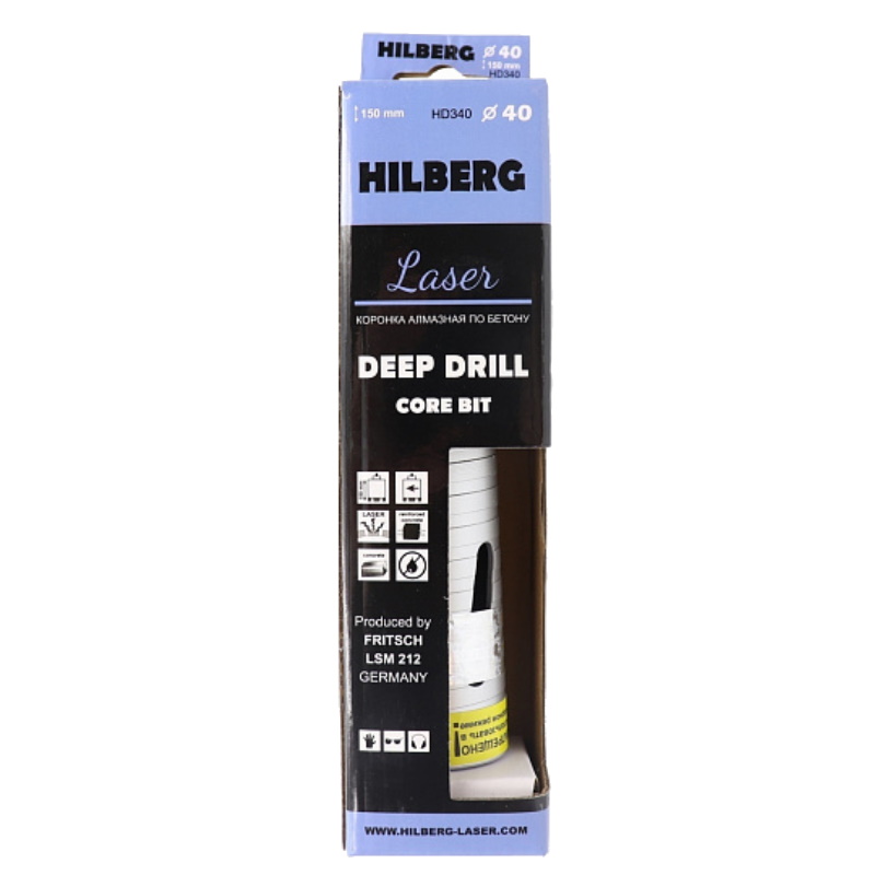 Коронка алмазная Hilberg Laser Deep Drill HD340, по бетону, 40*150 мм  в Муроме