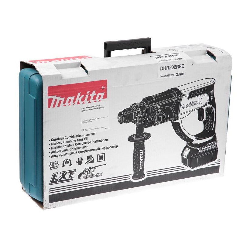 Аккумуляторный перфоратор Makita DHR 202 RFE в кейсе, с защитной муфтой в Александрове