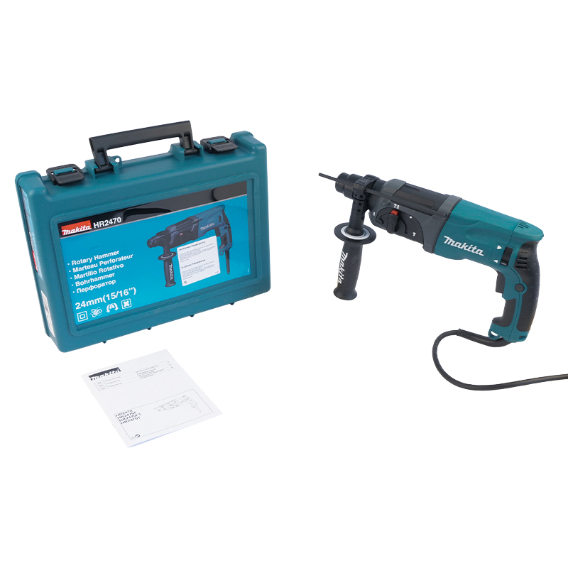 Перфоратор Makita HR 2470 патрон SDS-Plus мощность 780 Вт сверление с ударом 24 Дж вес 28 кг кейс