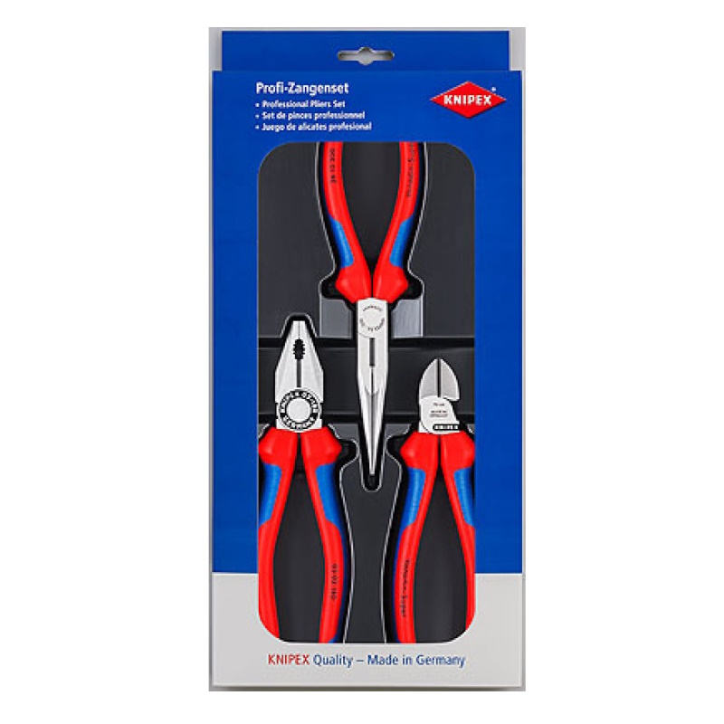Набор монтажный Knipex KN-002011, в ложементе, 3 предмета (плоскогубцы 180мм, длинногубцы 200мм, бокорезы 160мм) в Муроме
