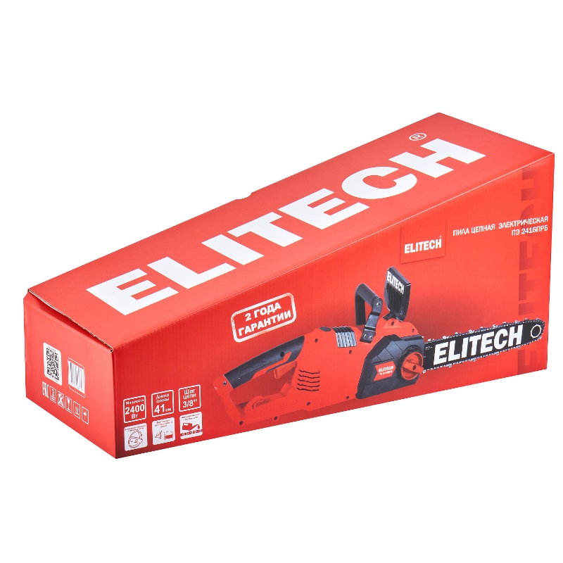 Пила цепная Elitech ПЭ 2416ПРБ 210671 (E1611.020.00),2400Вт,шина41см,шаг3/8" в Череповце