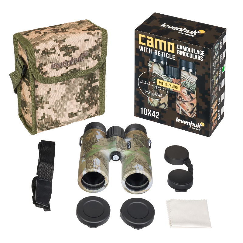 Бинокль камуфляжный Levenhuk Camo 81929, 10x42, с сеткой в Муроме