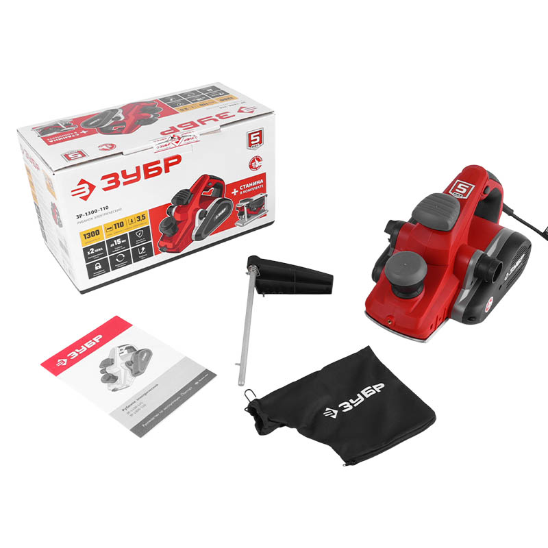 Электрорубанок Зубр ЗР-1300-110 (выборка четверти 15 мм, возможность подключения к пылесосу)