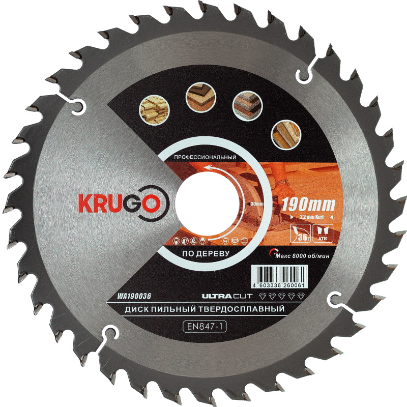 Пильный диск Krugo WA190036 190x2214x36Tx30mm 980₽