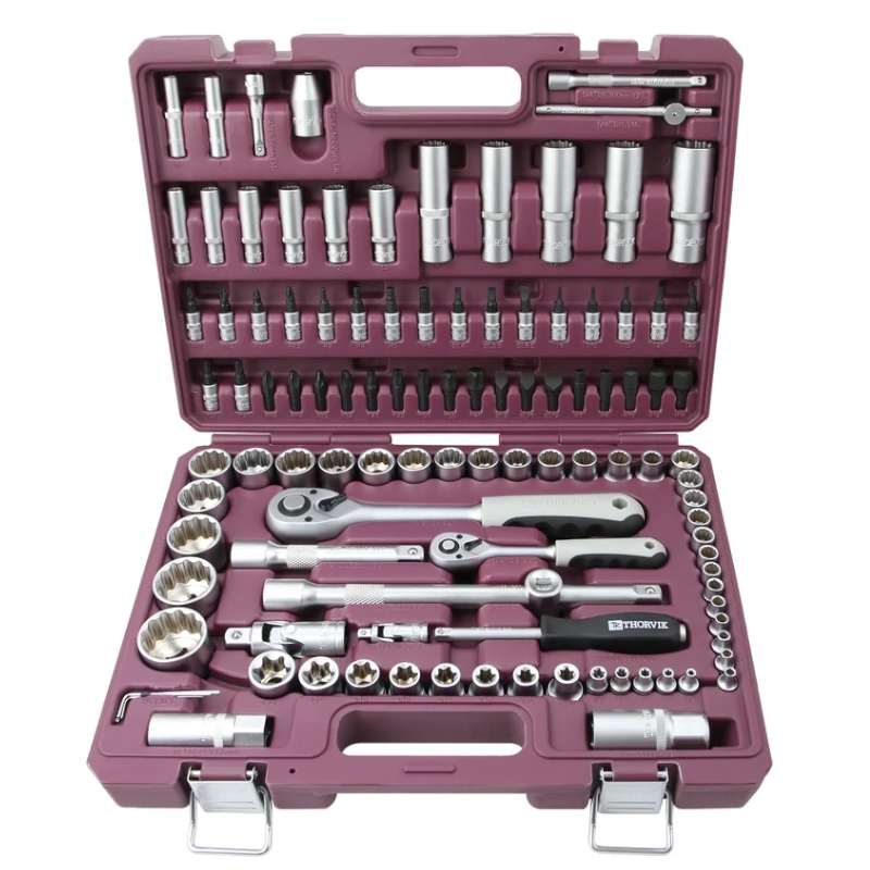 Набор инструмента универсальный Thorvik UTS0108/12 052809, 1/4", 1/2"DR с головками торцевыми 12-гранными, 108 предметов в Костроме