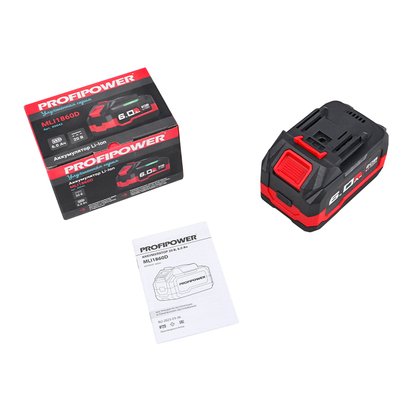 Аккумулятор ProfiPower MLI1860B X0042, 20V, 6.0Ah, Li-ion, улучшенная серия, направляющие Makita LXT в Муроме
