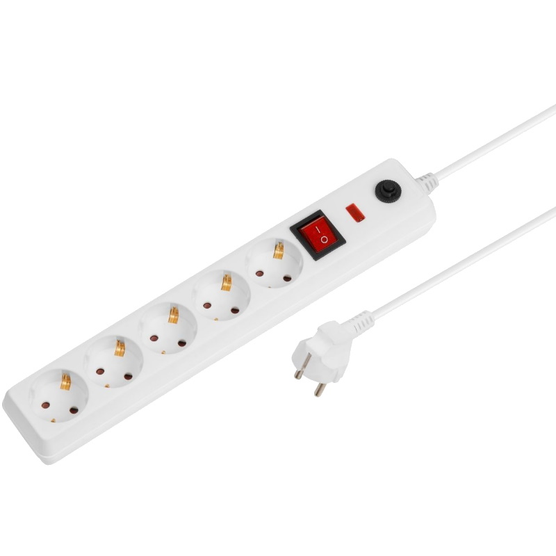 Фильтр сетевой Юпитер JP8501-02 5 м 5 розеток 22 кВт сз выключатель ПВС 3х075 белый 871₽