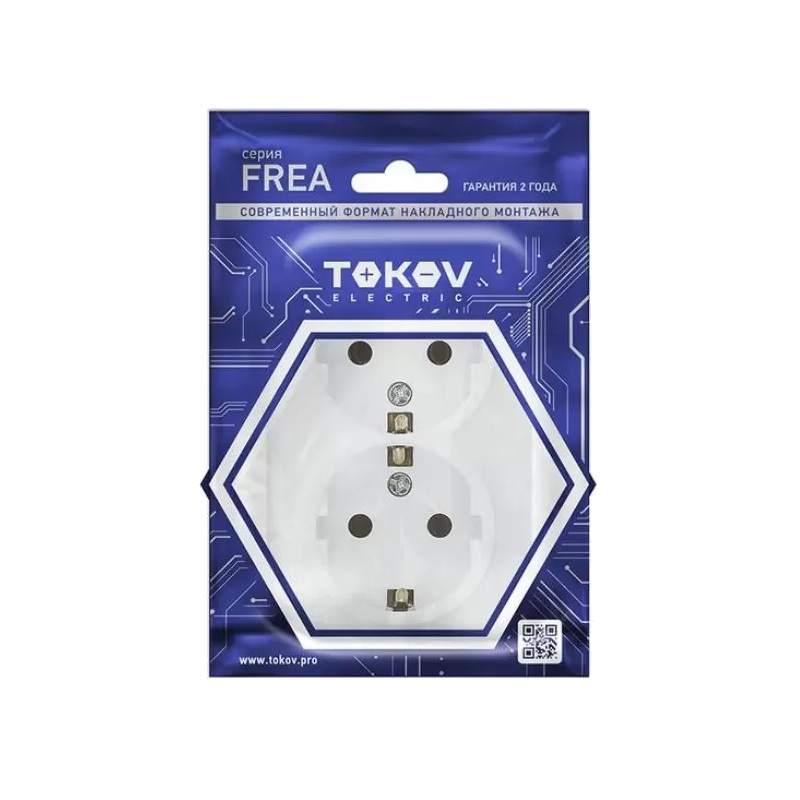 Розетка двухместная Tokov Electric ОП Frea TKE-FR-R2Z-C01 с заземлением в Александрове