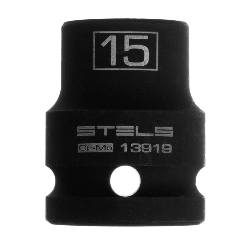 Головка ударная шестигранная Stels 13919, 15 мм, 1/2", CrMo в Вологде