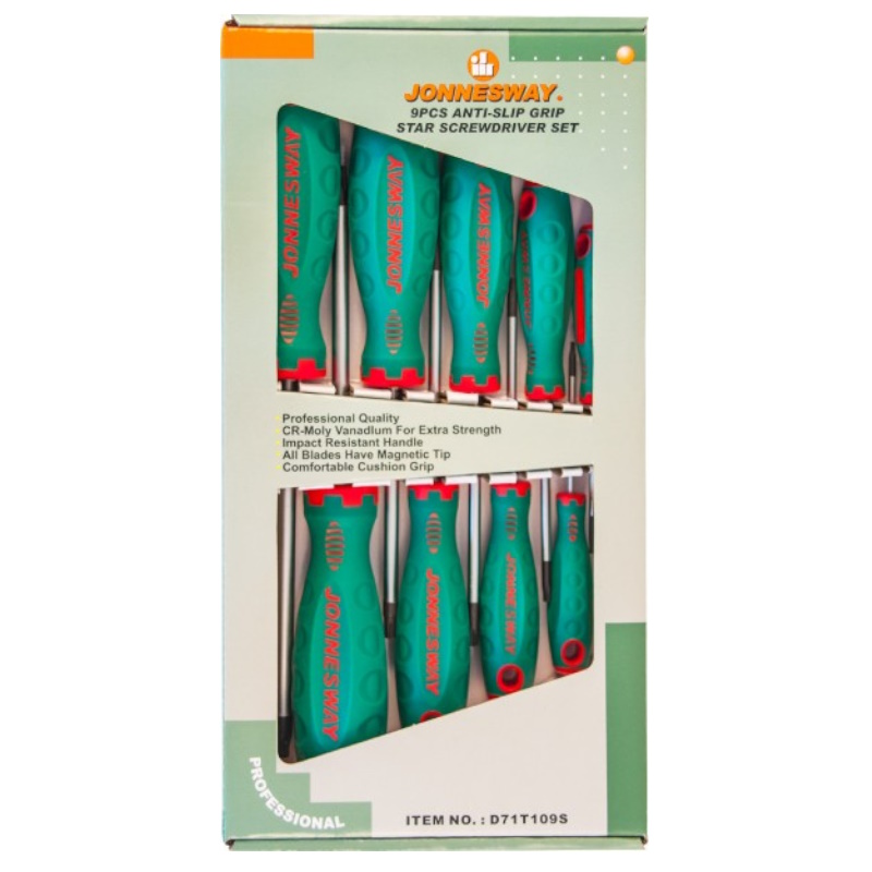 Набор отверток стержневых TORX Jonnesway D71T109S (ANTI-SLIP GRIP, 9 предметов) в Коврове