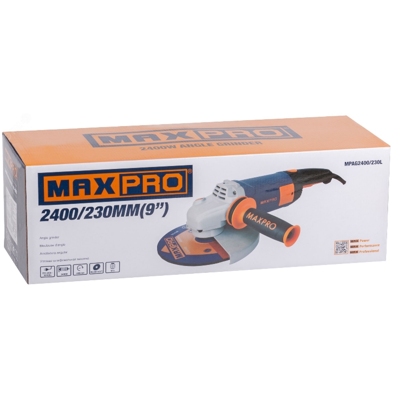 Угловая шлифмашина (болгарка) Max-Pro 85154, 230 мм, 2400 Вт, плавный пуск