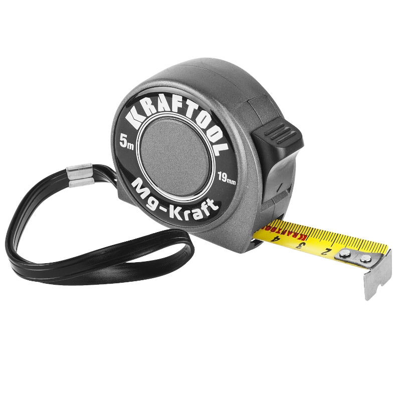 Рулетка Kraftool "MG-Kraft" 34129-05-19, особопрочный корпус, Mg сплав, нейлоновое покрытие, суперкомпактный размер, 5м/19м в Иваново