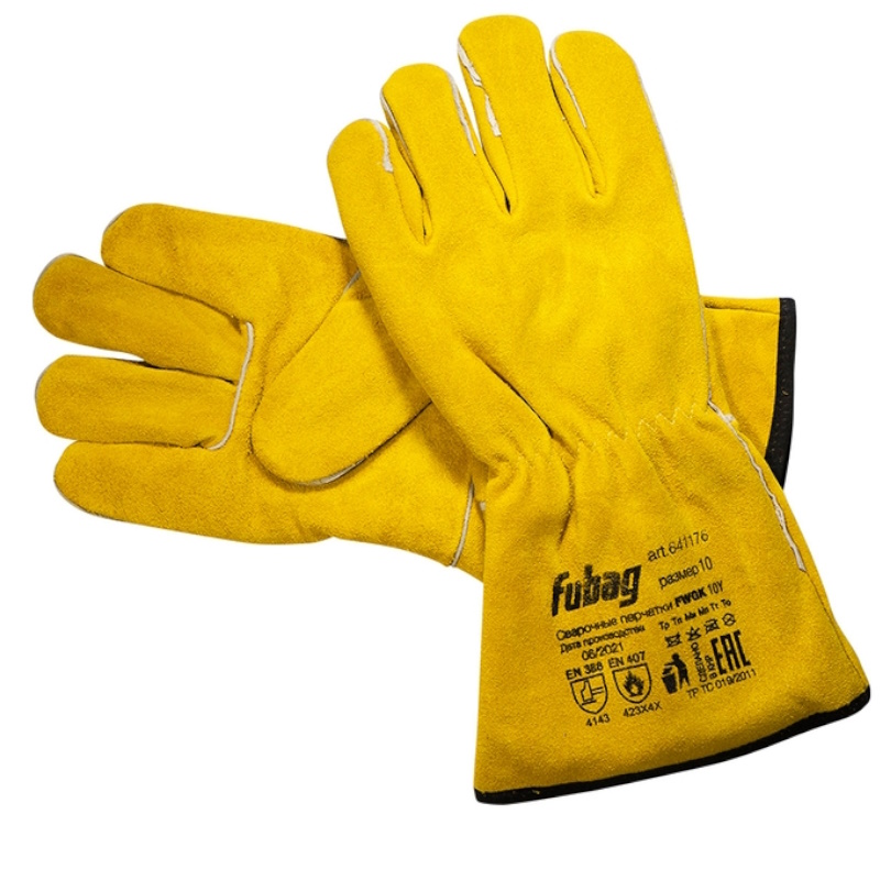 Сварочные краги Fubag FWGK 10 Y 641176 на подкладке с кевларовой нитью желтые 1030₽