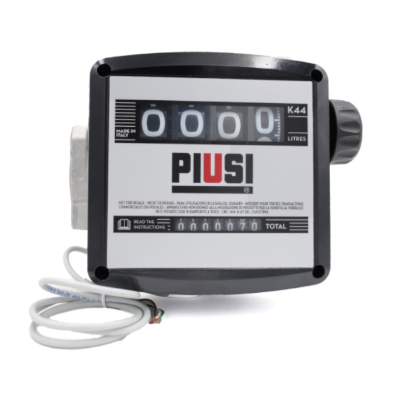 Механический счетчик Piusi K44/PULSER 00056500A, с импульсным выходом для дизельного топлива, 20-120 л/мин,4-х разрядны