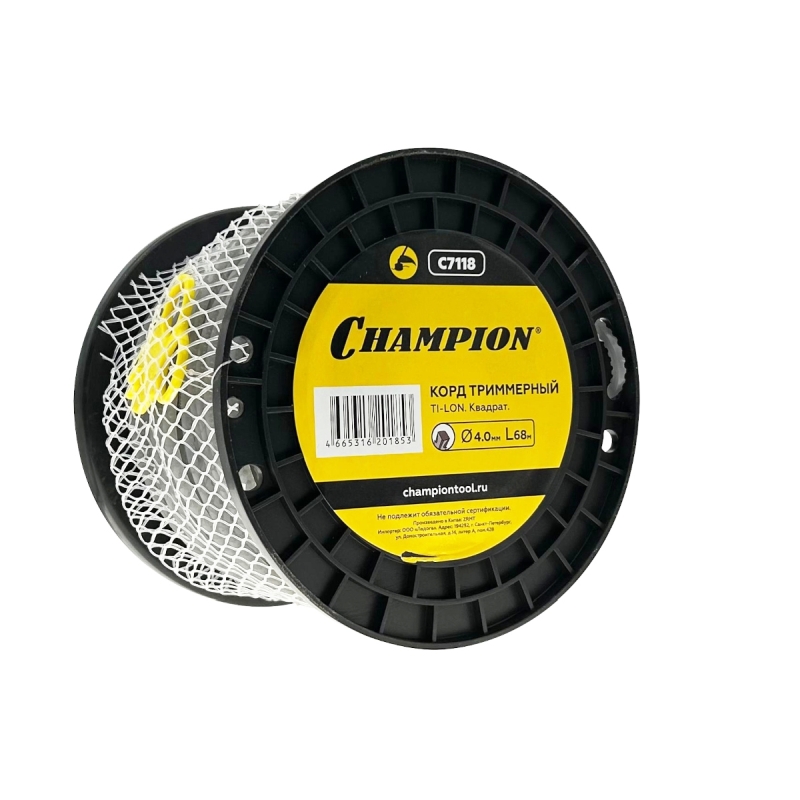 Корд триммерный Champion TI-LON C7118 40 мм68 м зубчатый квадратнож 1599₽