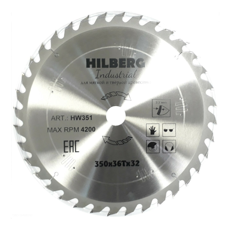 Диск пильный Hilberg Industrial HW351, дерево, 350*32*36Т в Костроме