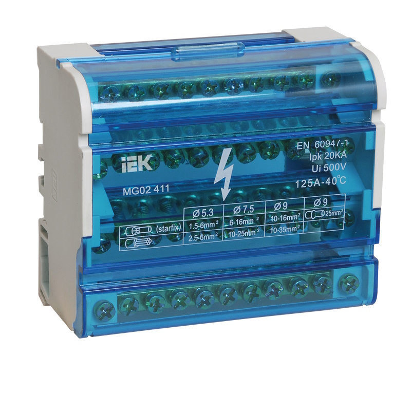 Шины на DIN-рейку (кросс-модуль) IEK ШНК 4х11 YND10-4-11-125, 3L+PEN