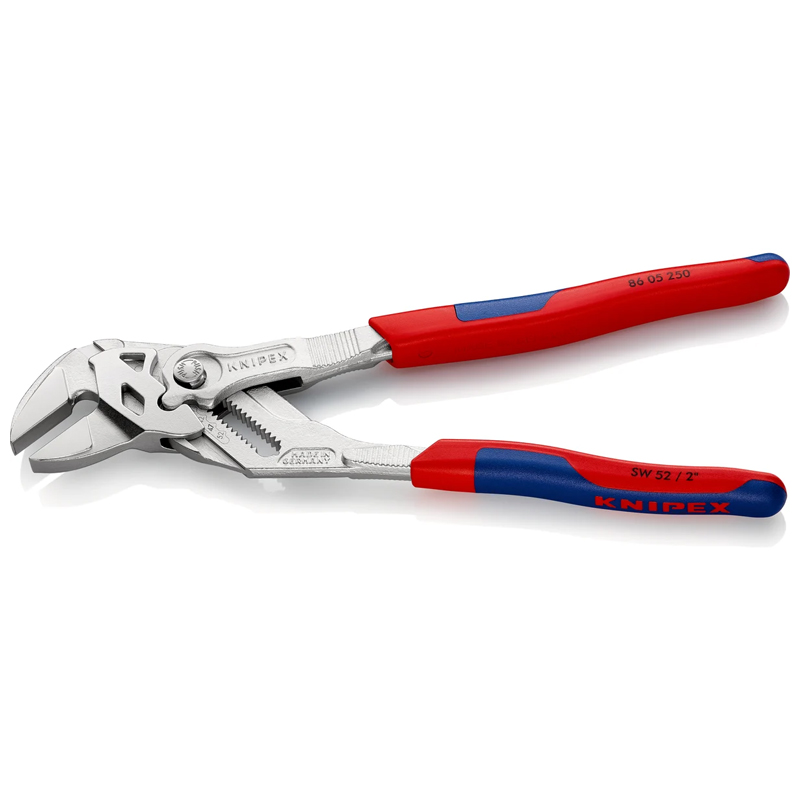 Клещи переставные-гаечный ключ Knipex KN-8605250SB зев 52 мм, длина 250 мм, хром, 2-комп ручки