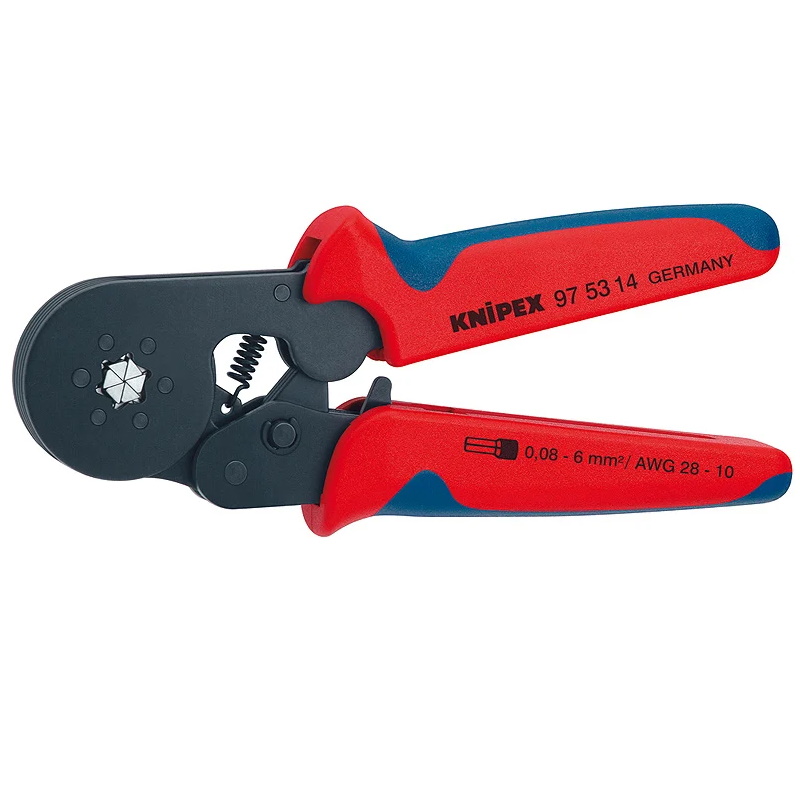 Пресс-клещи для контактных гильз Knipex KN-975314, DIN 46228 1+4, 6-гранный обжим, боковые, 1 гнездо, 0.08-10 мм², 2 х 4 мм², длина 180 мм, фосфатирова  в Череповце