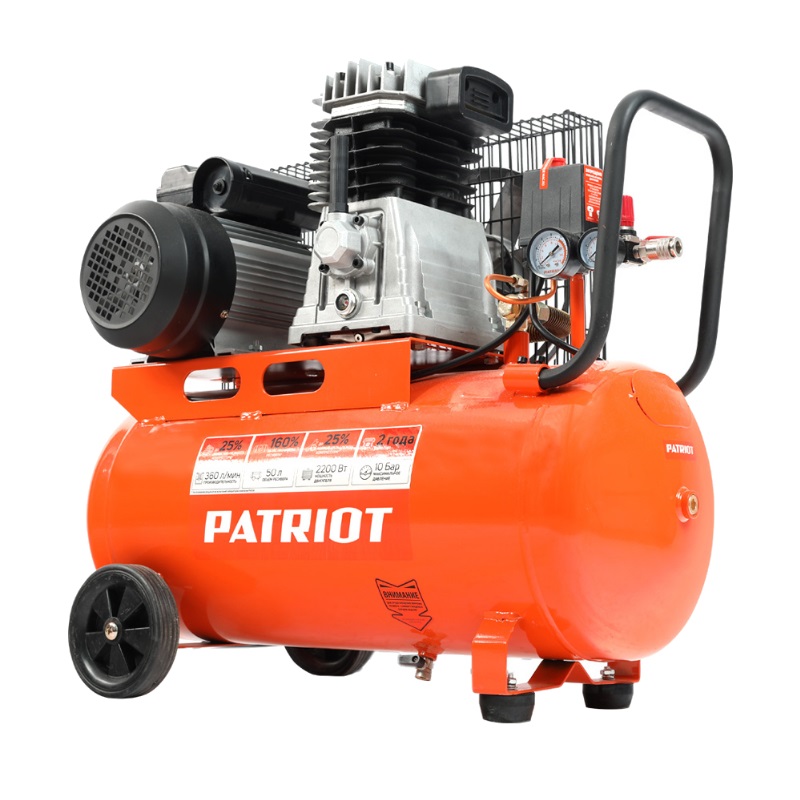 Компрессор поршневой ременной Patriot PTR 50-360I, быстросъемный 1/4" + "елочка" 525301960 в Костроме