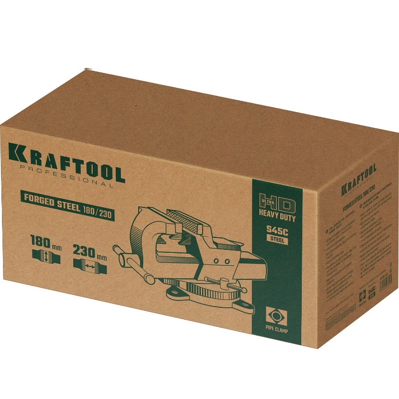 Стальные тиски Kraftool FORGE--180/230 32700-230, с регулировкой компенсации люфта, кованые в Иваново