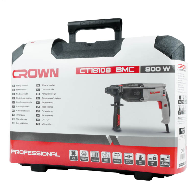 Перфоратор SDS-Plus Crown CT18108 BMC, 800 Вт, 3.4 Дж