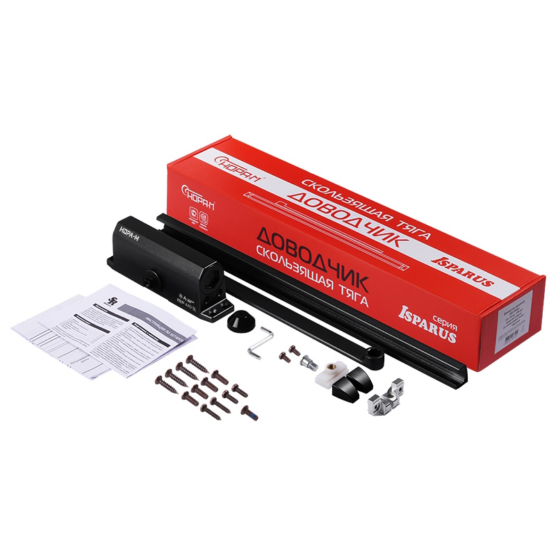 Доводчик дверной Нора-М ISPARUS 440 Slider 18946, от 70 до 130 кг, черный, со скользящей тягой в Муроме